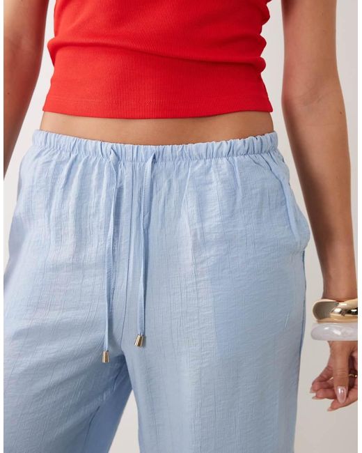 New Look Blue Crinkle Wide Leg Pants