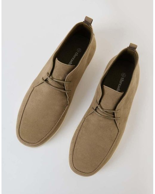 Threadbare Natural Faux Suede Moccasin Boots for men