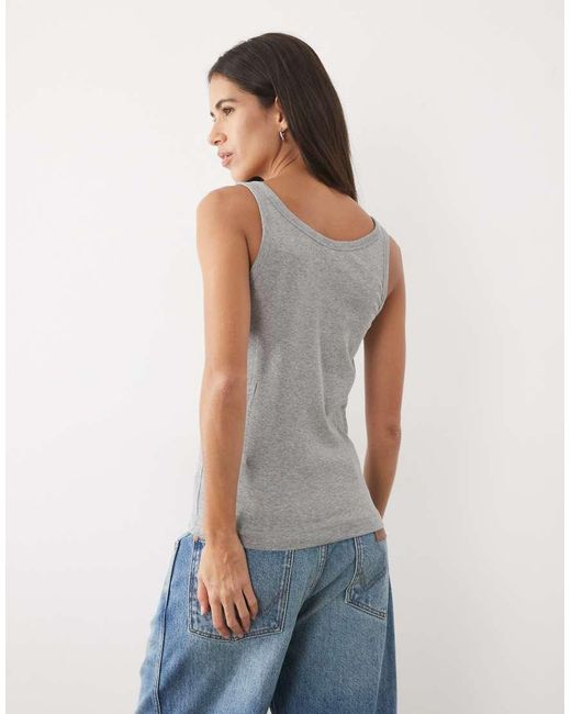 ARKET Blue Jersey Vest Top With Deep Scoop