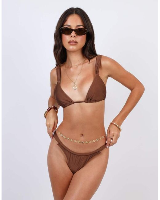 SIMMI Brown Thick Strap Bikini Top