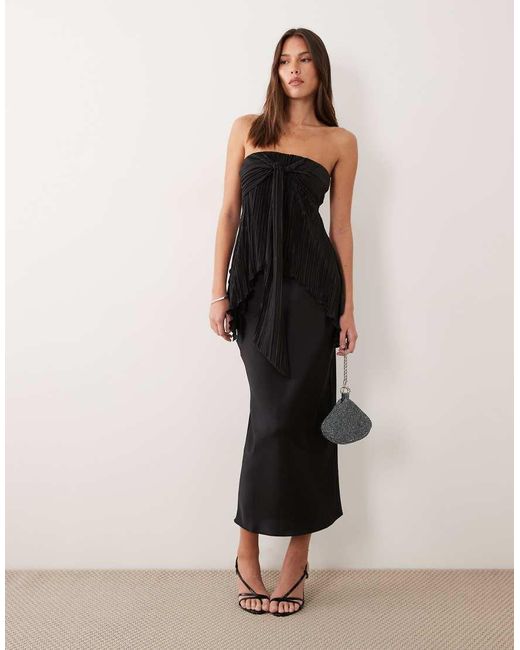 ASOS Black Plisse Twist Bust Bandeau Top