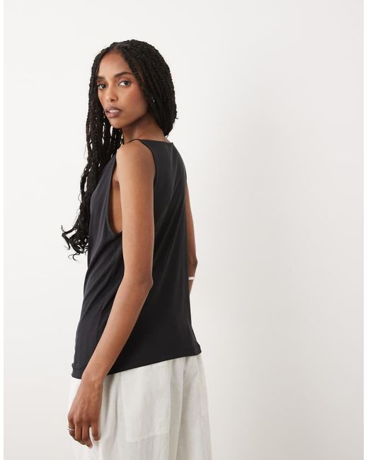 ARKET Black Cowl Neck Tank Top