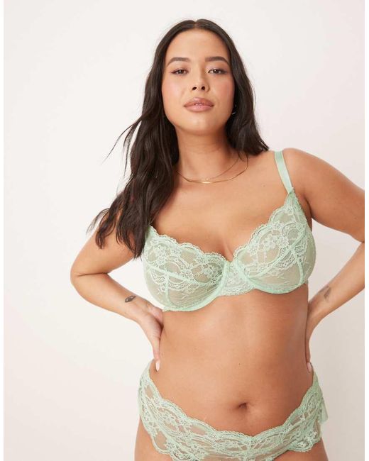 ASOS Brown Asos Design Curve Lola Lace Underwired Bra