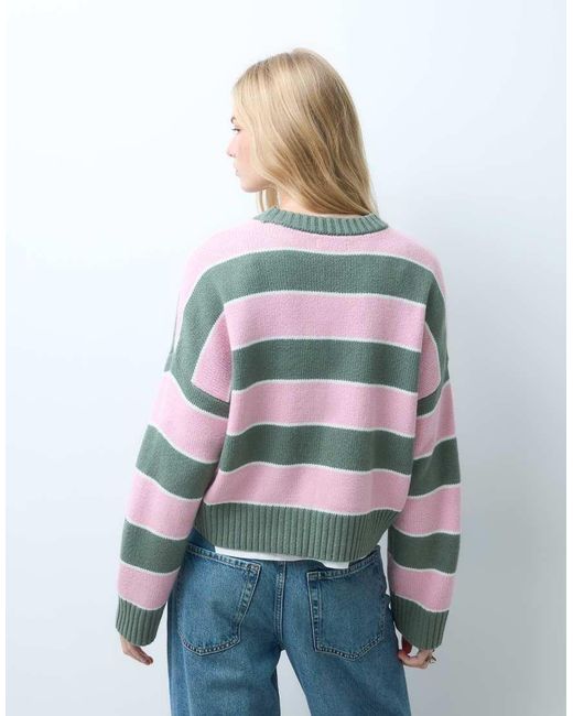 Hollister White Knitted Crew Neck Jumper