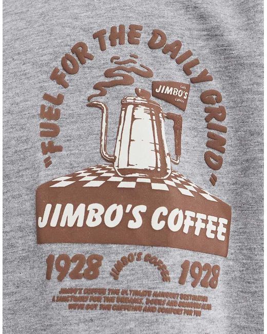 Camiseta Gris Jaspeado De Corte Cuadrado Extragrande Con Estampado Gráfico De Café De ASOS de hombre de color Gray