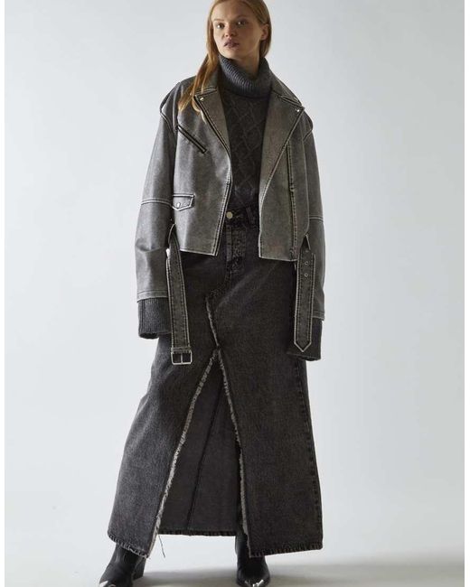 Glamorous Gray Cropped Biker Jacket