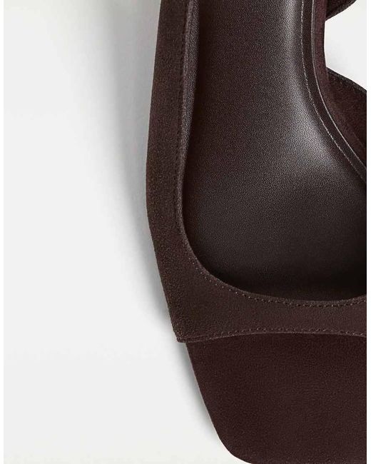 Stradivarius Leren Sandalen Met Hak in het Brown