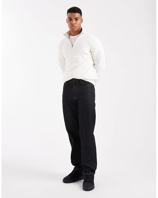 Pull en maille à col zippé - blanc Threadbare pour homme en coloris White