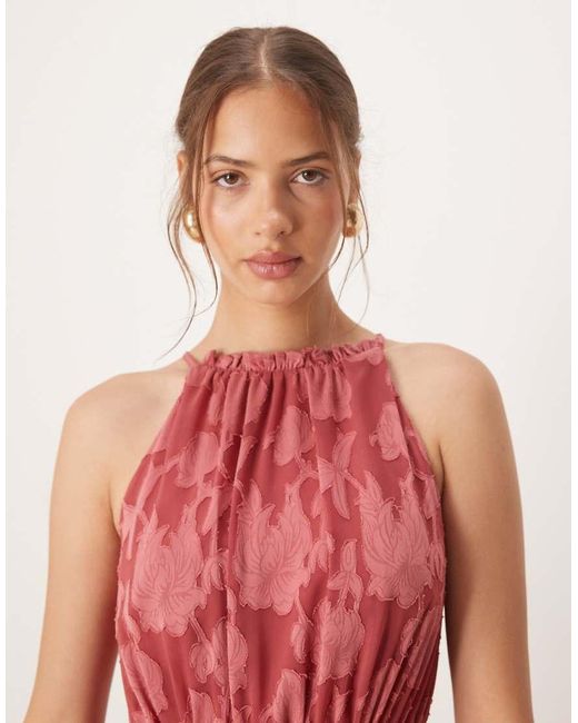 ANAYA Red Frill Halter Neck Maxi Dress