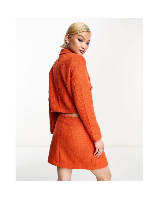 ONLY Tweed Button Up Jacket Co-ord in Red | Lyst Australia