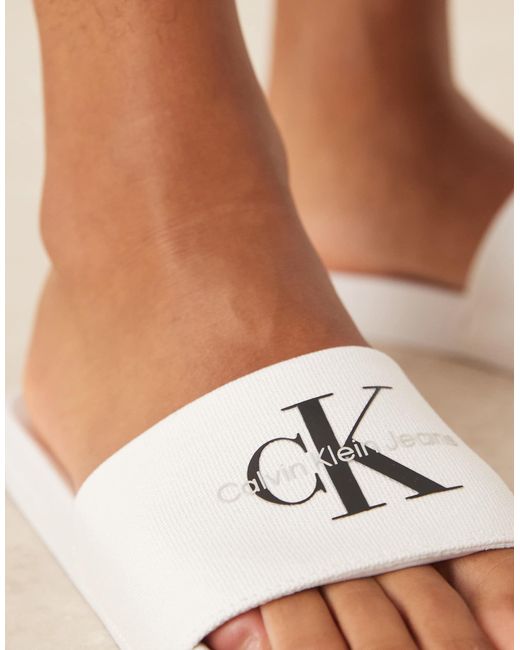 Calvin Klein Natural Monogram Sliders for men
