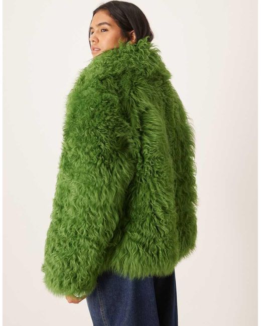 Urbancode Green Shearling Boxy Monster Jacket