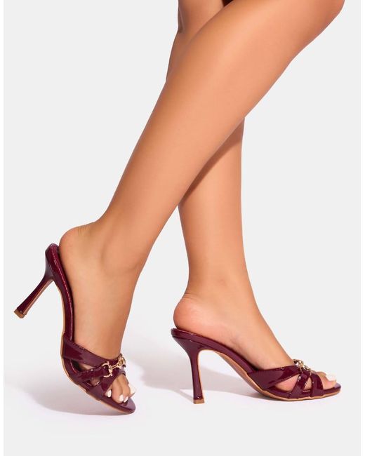 Public Desire Pink Alisa Buckle Detail Mid Heeled Mules