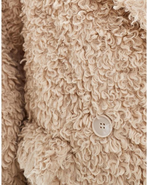 Stradivarius Natural Str Longline Borg Jacket