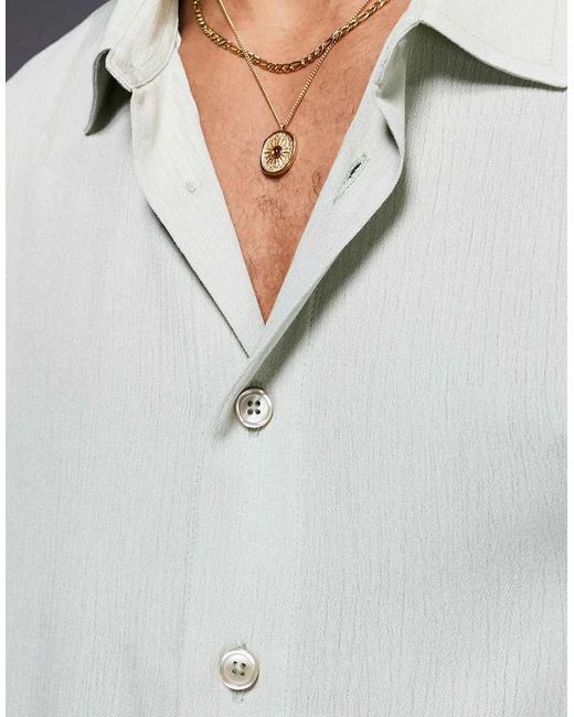 ASOS Green Oversized Half Sleeve Sheer Shirt for men