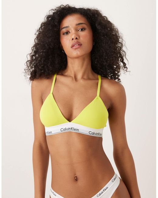 Calvin Klein Yellow Modern Cotton Lightly Lined Triangle Bralette