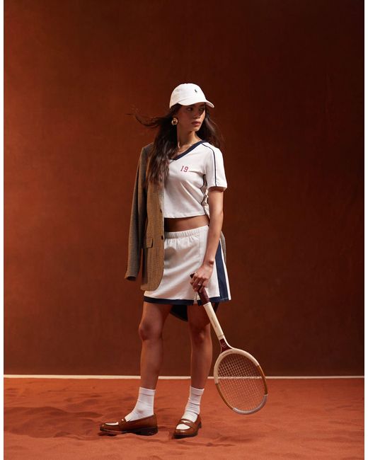 Pieces Brown Sport Core Skort Co-ord With Side Stripe