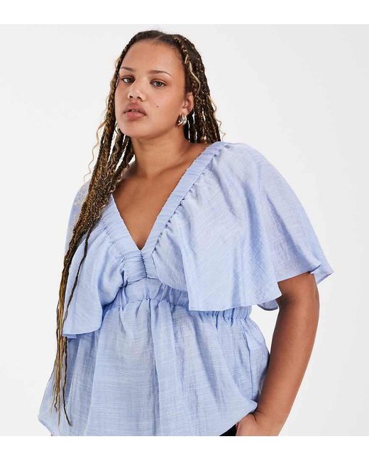 Vero Moda Blue Short Sleeve V-neck Top