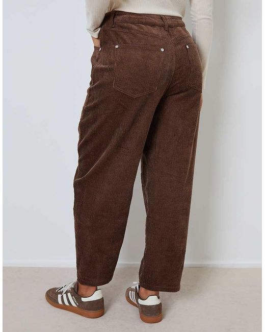 Threadbare Brown Corduroy Barrel Leg Trouser