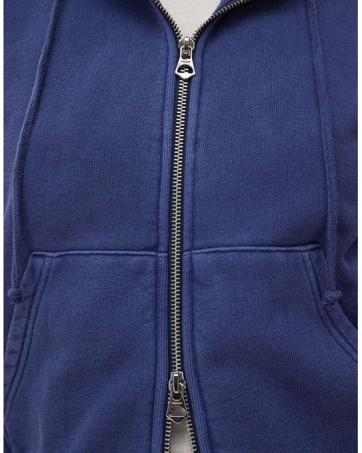 Weekday Blue Slim Fitted Zip Up Hoodie