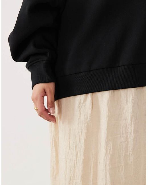 ASOS Black Asos Design Curve Sweatshirt With Hybrid Textured Midi Dress Underlay