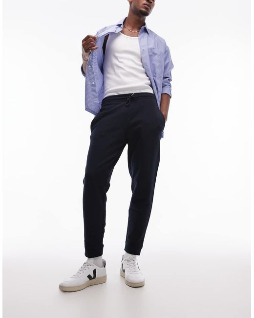 Mango Blue Drawstring Slim Fit joggers for men