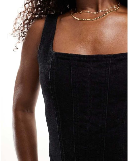 Calvin Klein Black Seaming Denim Bustier