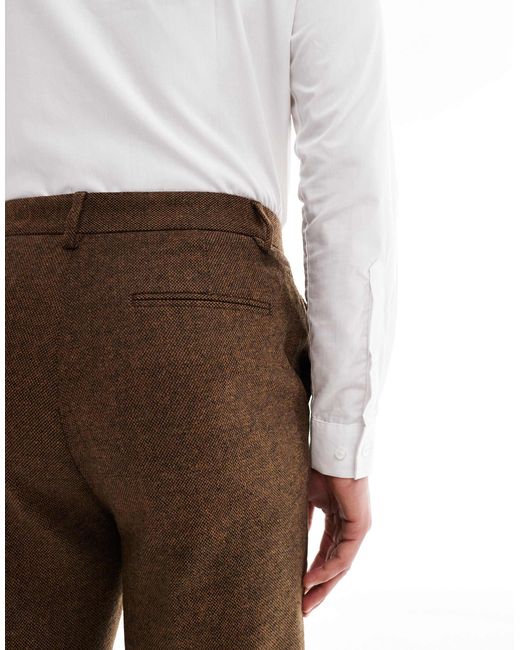 ASOS Natural Wool Blend Tapered Suit Pants for men