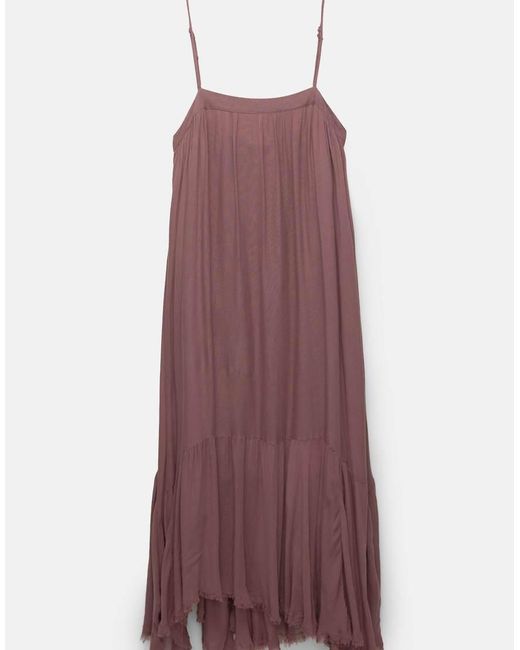 Vestito Midi Con Fondo Asimmetrico di Pull&Bear in Brown
