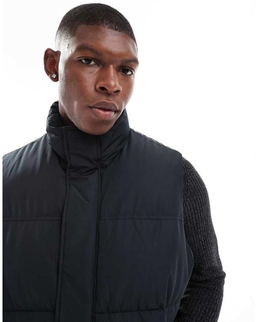 Jack Jones Puffer Gilet in Black for Men Lyst UK