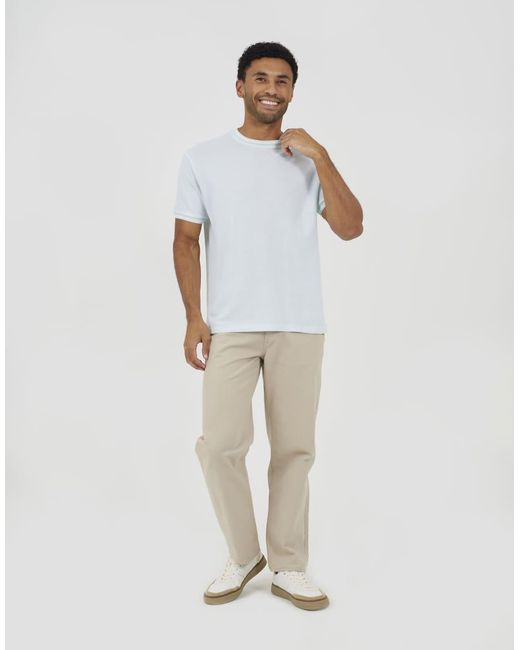 Brave Soul White Crew Neck Jacquard Knit T-Shirt for men