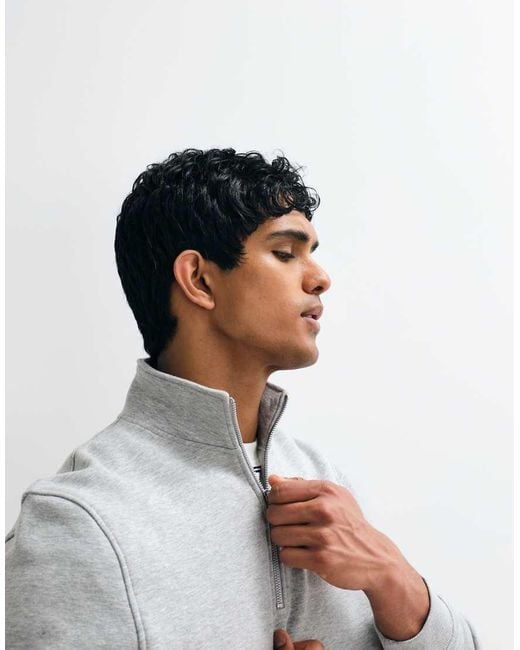 ASOS Gray Essentials Quarter Zip Sweatshirt for men