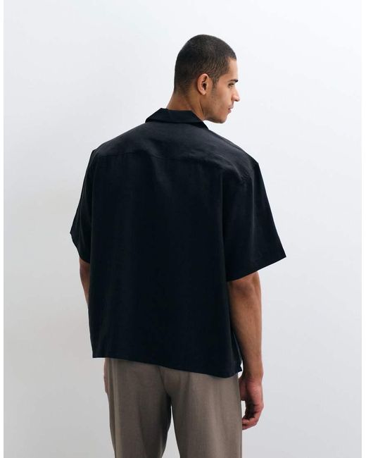 ASOS Blue Oversized Revere Shirt With Placket Detail for men