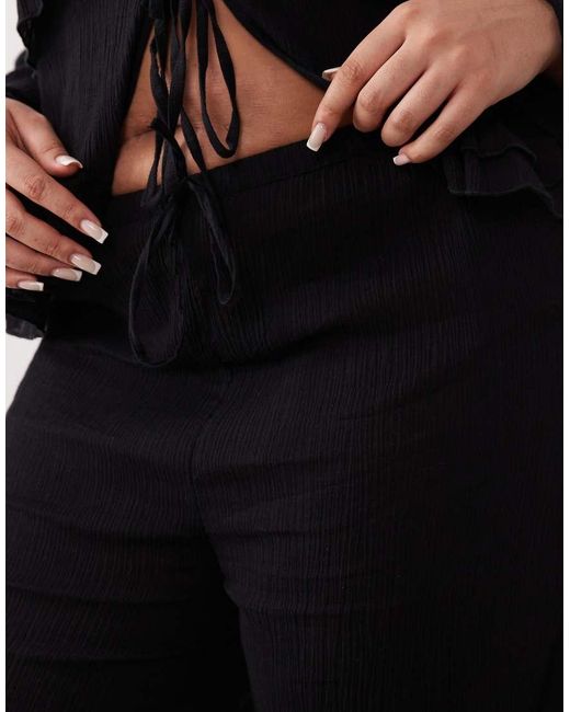 Esmee Curve Black Tie Front Beach Trouser