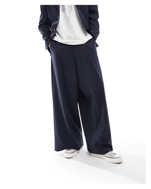 ASOS Blue Extreme Wide Suit Pants for men