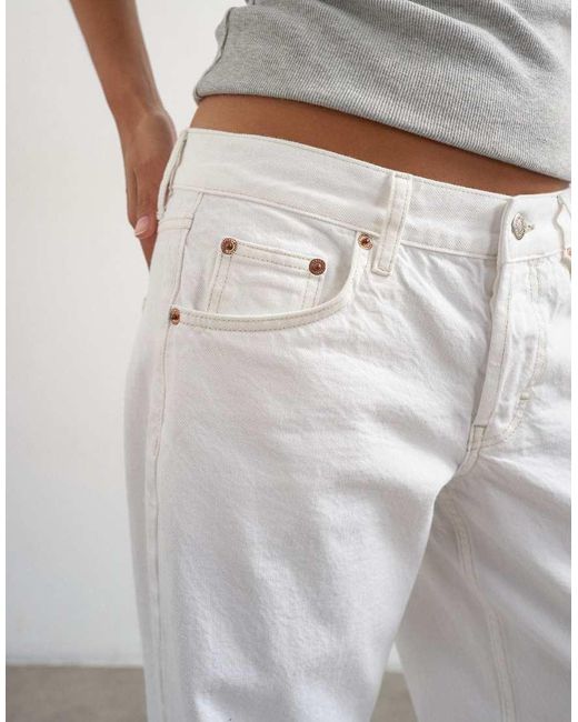 Topshop Unique White Ember Low Rise Straight Jeans