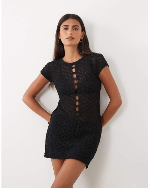 Motel Black Amila Sheer Knit Cut Out Dress
