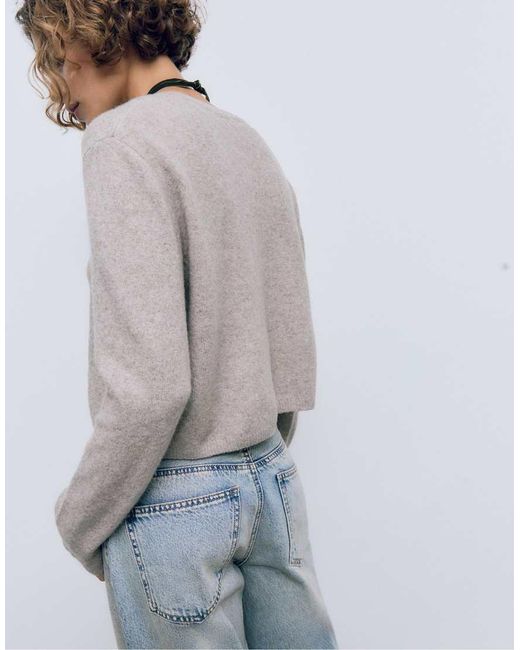 Stradivarius Gray Soft-touch Knit Cardigan With Buttons