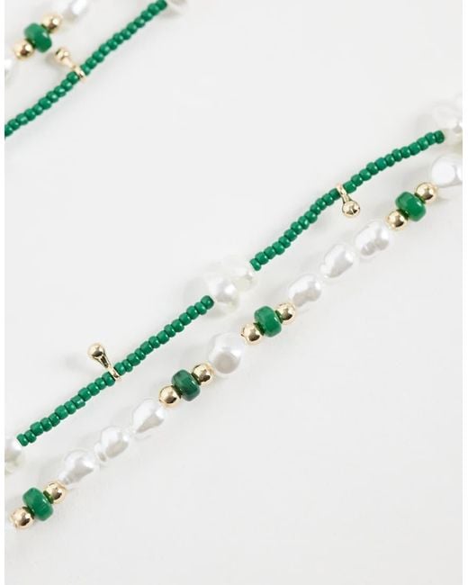 ASOS Natural 2 Pack Faux Pearl And Seedbead Necklace for men