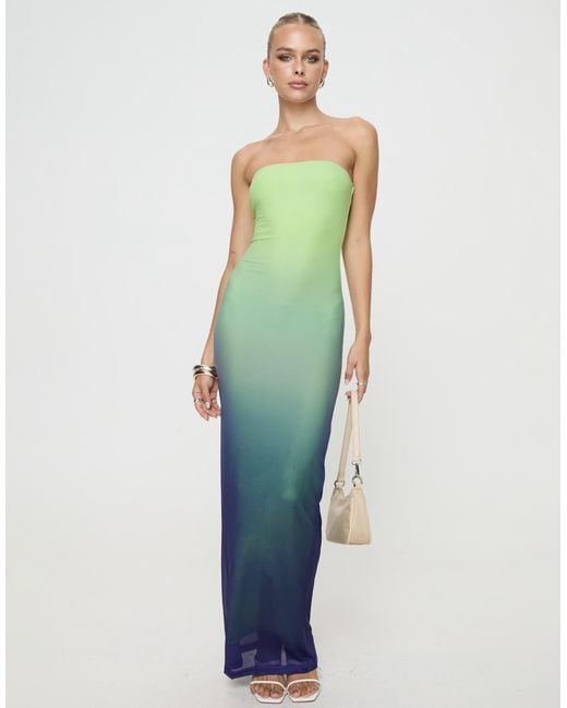 Princess Polly Green Stolen Love Bandeau Mesh Maxi Dress