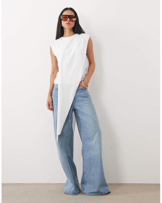 ASOS White Asymmetrical Long T-Shirt