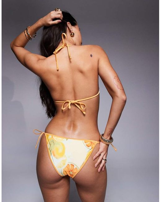 River Island Gray Fruit Print Bikini Set