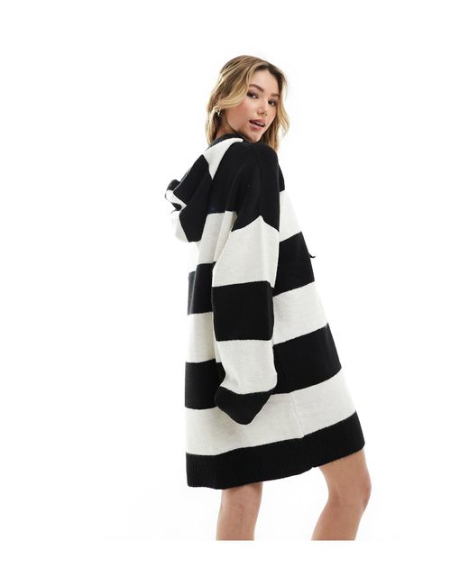 Miss Selfridge Black Knitted Hooded Jumper Dress