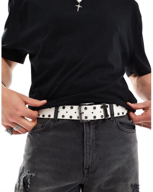 ASOS Black Faux Leather Belt With Studs And Roller Buckle for men