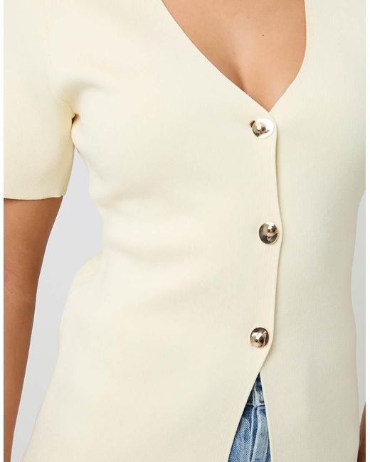 Threadbare White V-Neck Compact Knitted Top