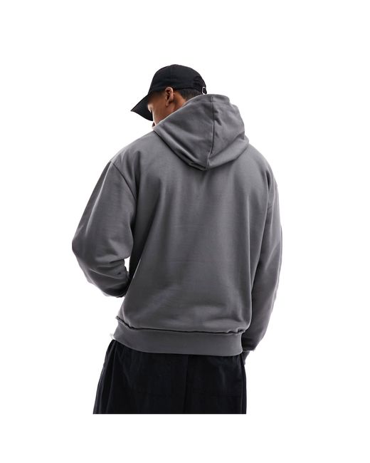 ASOS Black Oversized Hoodie With Cut Out Text Print for men