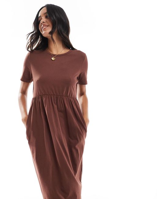 Threadbare Brown – midi-t-shirt-kleid