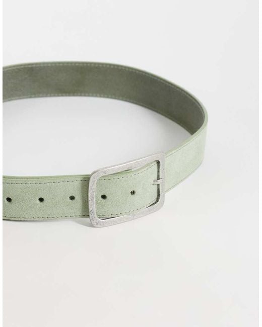 ASOS Green Waist And Hip Square Buckle Suede Belt