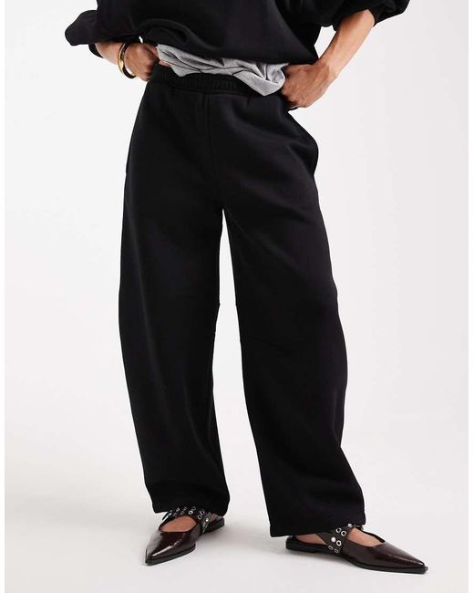 ASOS Brushback Joggingbroek Met Wijde Ronde Pijpen in het Blue