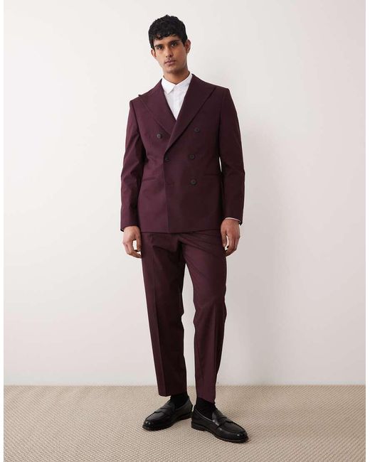 ASOS Purple Regular Double Breasted Suit Jacket for men